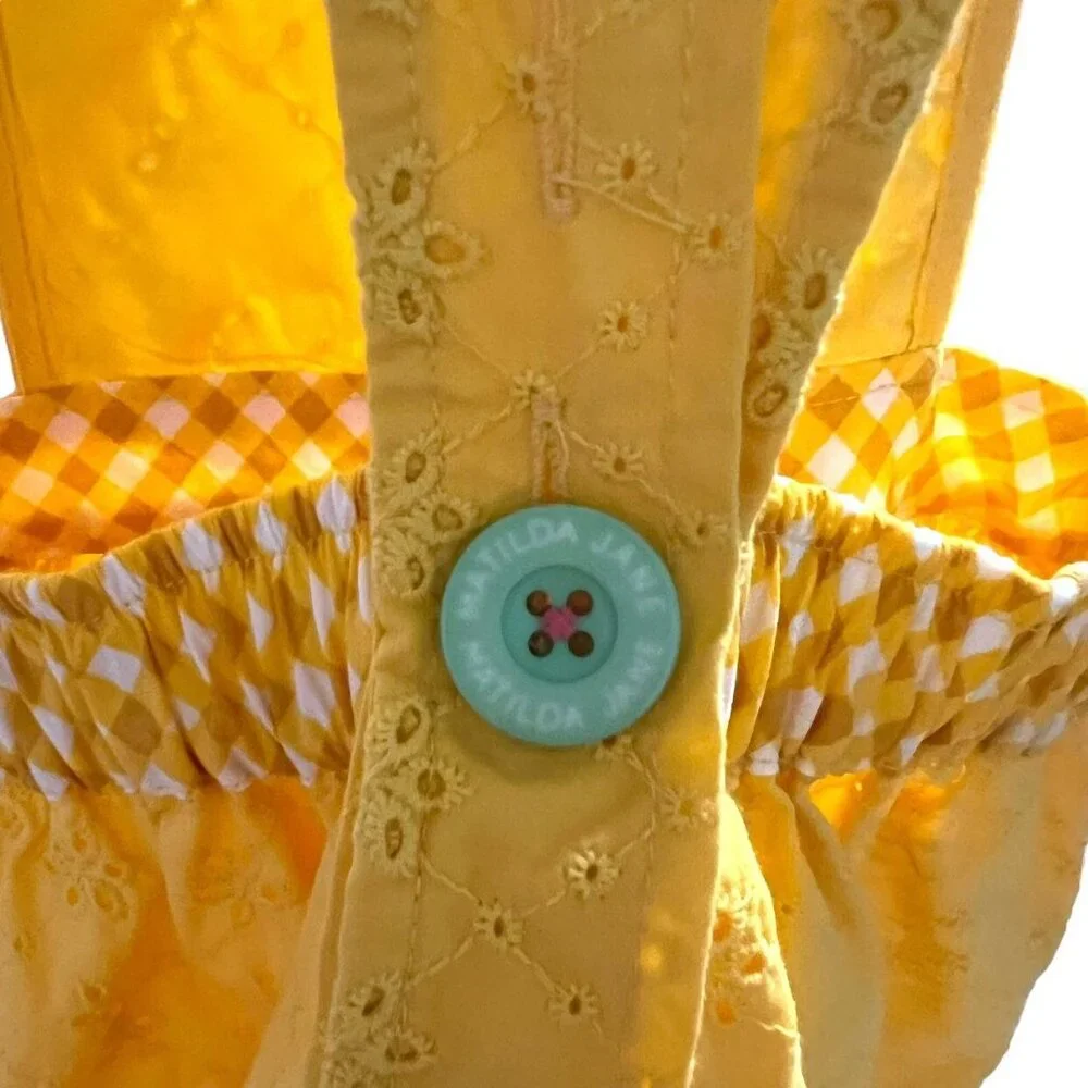 Matilda Jane 4Y Splendid Sunshine Yellow Eyelet Pinafore Dress